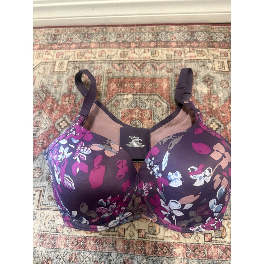 Modern Movement Purple Floral Underwire Full Coverage Bra 36DD YT2BM240C